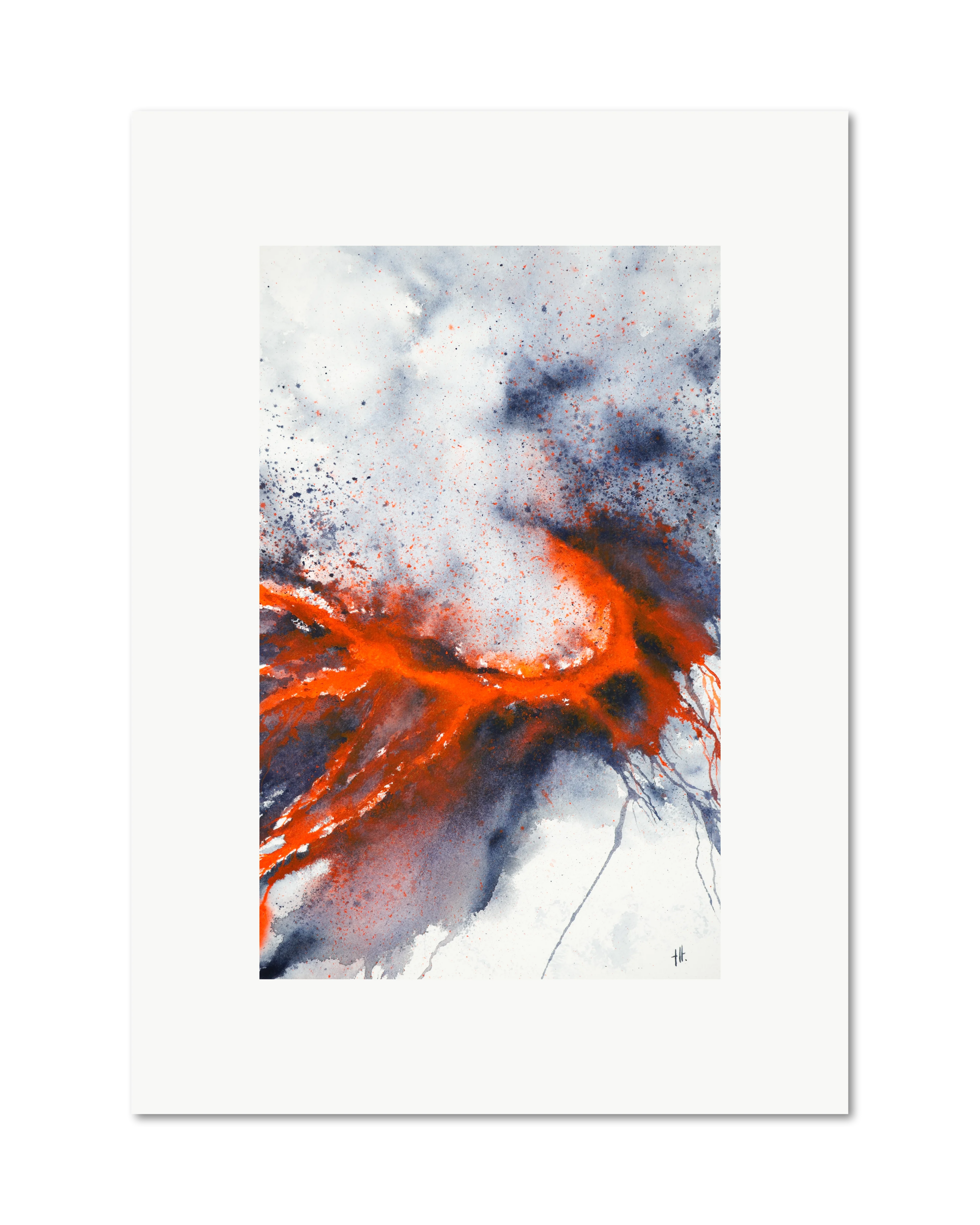 At 1000 Degrees - watercolour semi-abstract landscape by Haidi Hildemore. A2 limited edition print on Hahnemühle German Etching, unframed with a white border.