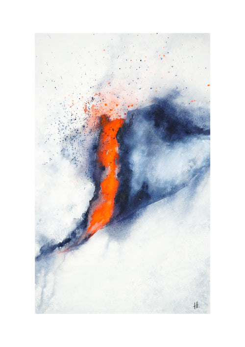 Red Zone - watercolour semi-abstract landscape by Haidi Hildemore. Digital preview of the limited edition print.