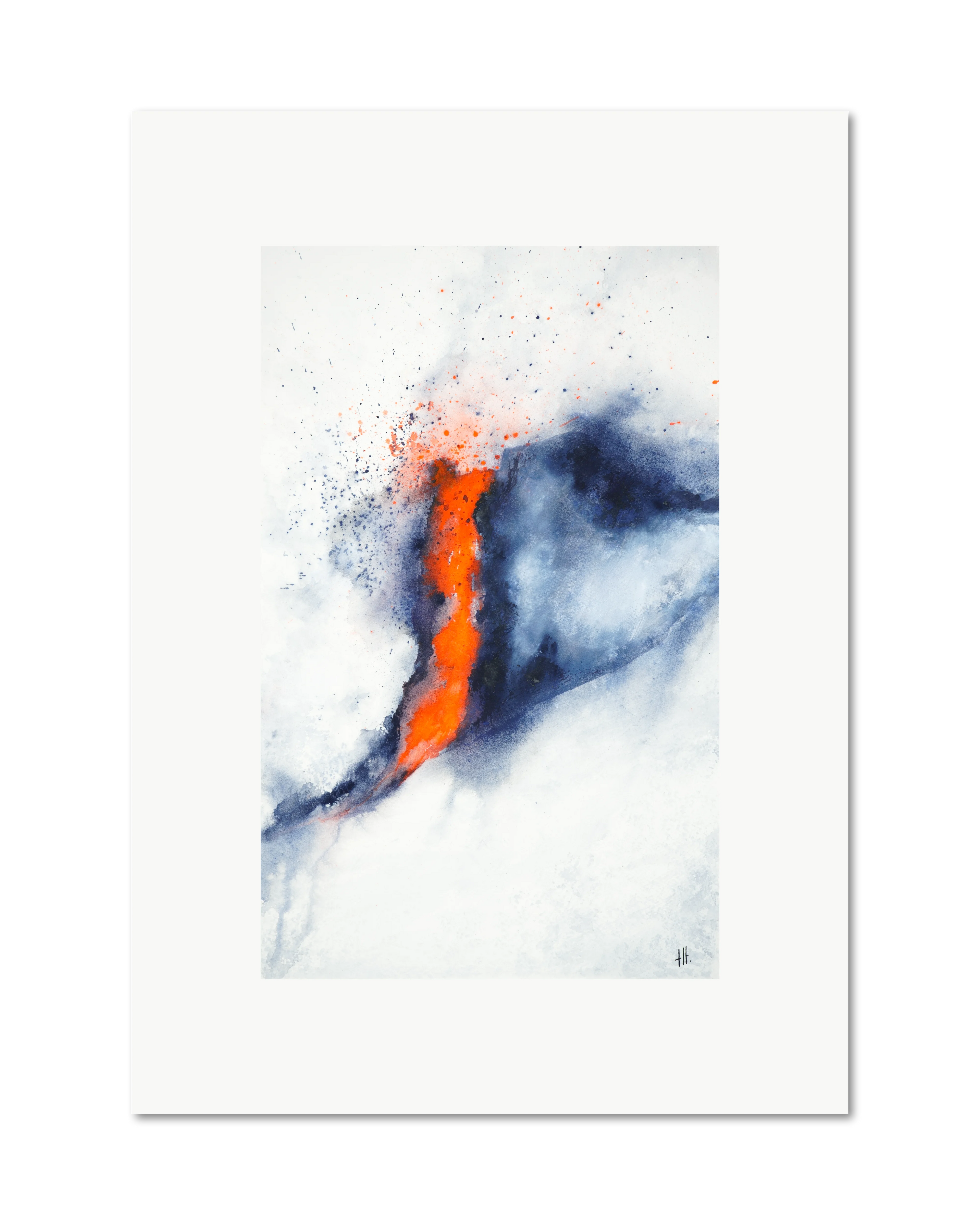 Red Zone - watercolour semi-abstract landscape by Haidi Hildemore. A2 limited edition print on Hahnemühle German Etching, unframed with a white border.