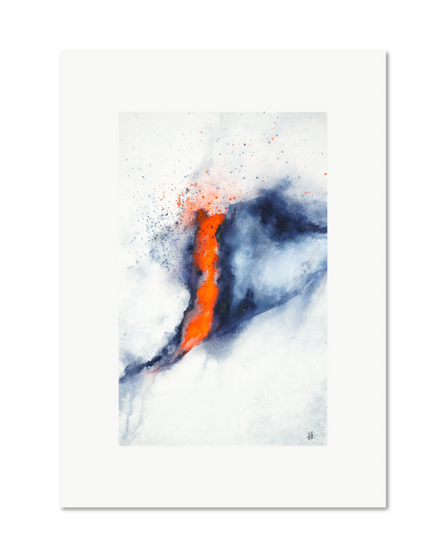 Red Zone - watercolour semi-abstract landscape by Haidi Hildemore. A2 limited edition print on Hahnemühle German Etching, unframed with a white border.