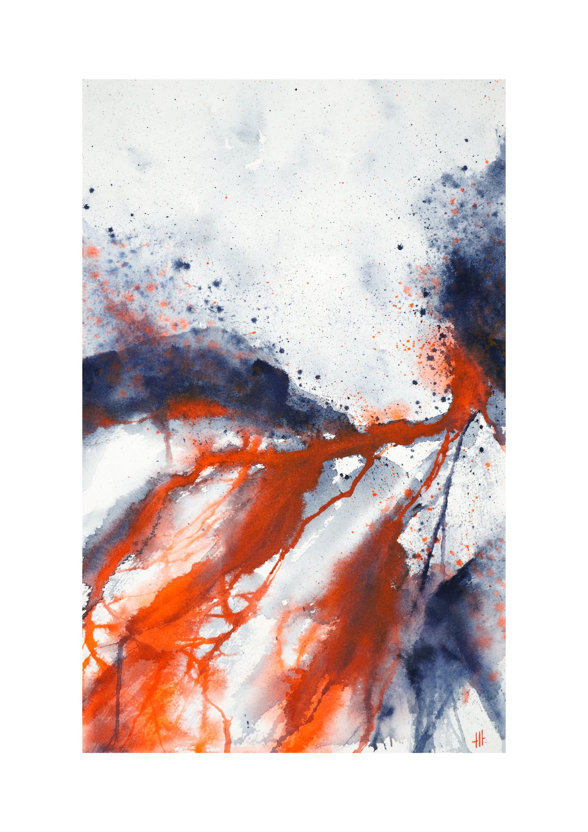 River of Death - watercolour semi-abstract landscape by Haidi Hildemore. Digital preview of the limited edition print.