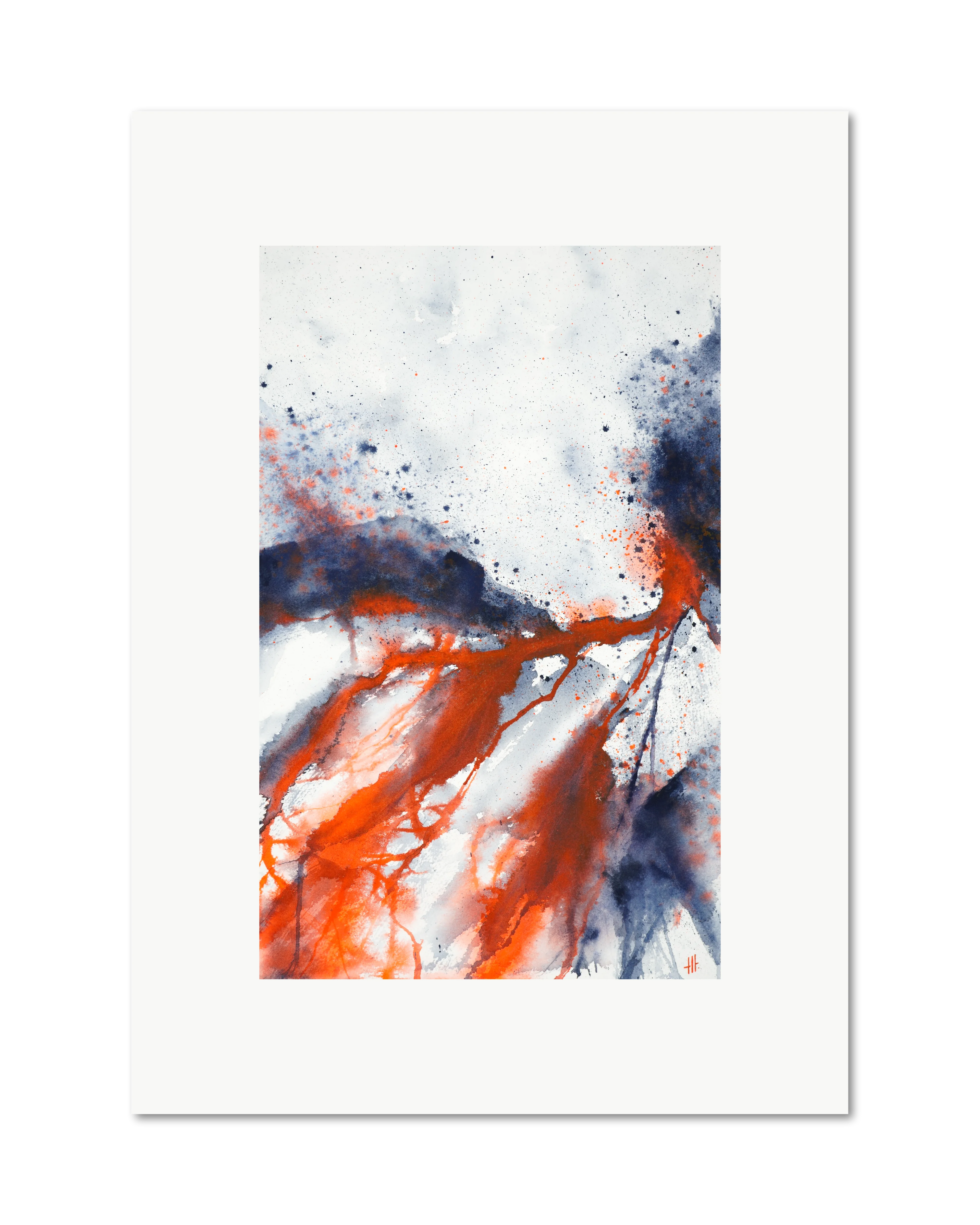 River of Death - watercolour semi-abstract landscape by Haidi Hildemore. A2 limited edition print on Hahnemühle German Etching, unframed with a white border.